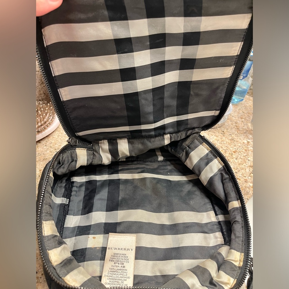 Burberry Of London Black & White Nova Check Plaid  Cosmetic Bag/Jewelry Travel
